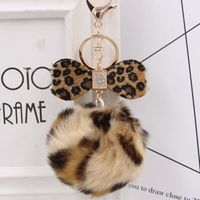 1 Piece Fashion Bow Knot Leopard Pu Leather Women's Bag Pendant Keychain main image 2