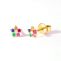 1 Pair Simple Style Flower Plating Inlay Copper Zircon White Gold Plated Gold Plated Ear Studs sku image 1
