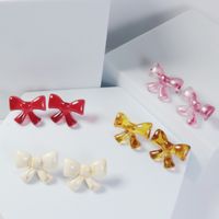 1 Pair Simple Style Bow Knot Resin Women's Ear Studs main image 4