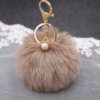 1 Piece Simple Style Solid Color Simulation Wool Keychain main image 1