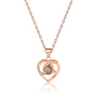 1 Piece Lady Heart Shape Copper Plating Inlay Artificial Gemstones Pendant Necklace main image 5