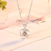 1 Piece Lady Heart Shape Copper Plating Inlay Artificial Gemstones Pendant Necklace main image 4
