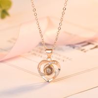 1 Piece Lady Heart Shape Copper Plating Inlay Artificial Gemstones Pendant Necklace sku image 2