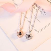 1 Piece Lady Heart Shape Copper Plating Inlay Artificial Gemstones Pendant Necklace main image 2