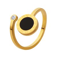 Simple Style Round Titanium Steel Plating Inlay Acrylic Zircon 18k Gold Plated Open Ring main image 2