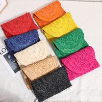 Women's Solid Color Straw Magnetic Buckle Wallets main image 5