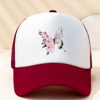 Unisex Fashion Flower Butterfly Printing Curved Eaves Baseball Cap sku image 4