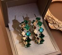 1 Pair Simple Style Rhombus Copper Plating Inlay Rhinestones Earrings sku image 1