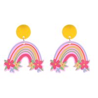 1 Pair Sweet Rainbow Flower Arylic Women's Drop Earrings sku image 8