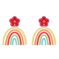 1 Pair Sweet Rainbow Flower Arylic Women's Drop Earrings sku image 13