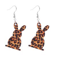 1 Pair Cute Rabbit Flower Leopard Wood Easter Women's Drop Earrings sku image 3