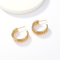 1 Pair Fashion C Shape Plating Stainless Steel 18k Gold Plated Ear Studs main image 6