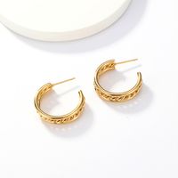 1 Paire Mode Forme C Placage Acier Inoxydable Plaqué Or 18k Boucles D'oreilles main image 6