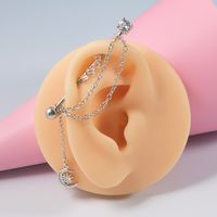 1 Piece Fashion Moon Heart Shape Stainless Steel Polishing Zircon Ear Studs main image 5