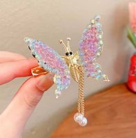 Fashion Butterfly Alloy Stoving Varnish Inlay Artificial Rhinestones Artificial Pearls Hair Clip 1 Piece main image 6