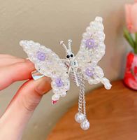 Fashion Butterfly Alloy Stoving Varnish Inlay Artificial Rhinestones Artificial Pearls Hair Clip 1 Piece sku image 3