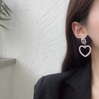 1 Pair Retro Heart Shape Alloy Inlay Artificial Gemstones Artificial Pearls Women's Drop Earrings main image 5