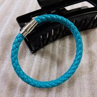 Fashion Solid Color Pu Leather Braid Couple Bracelets sku image 4