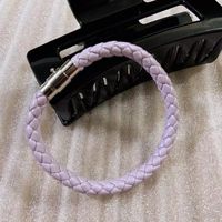 Fashion Solid Color Pu Leather Braid Couple Bracelets sku image 3