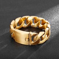 1 Piece Hip-hop Geometric Solid Color Titanium Steel Plating 18k Gold Plated Men's Bracelets main image 1