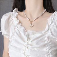 Pearl Retro Simple Necklace Heart Pendant Clavicle Chain Wholesale sku image 10
