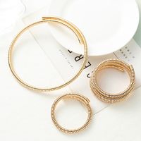 Wholesale Punk Circle Solid Color Titanium Steel Layered Plating 18k Gold Plated Gold Plated Bracelets Necklace sku image 4