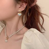 Elegant Heart Shape Imitation Pearl Alloy Beaded Plating Inlay Rhinestones Pearl Women's Pendant Necklace main image 4