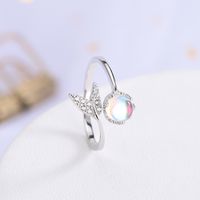 Elegant Simple Style Fish Tail Sterling Silver Plating Inlay Artificial Gemstones Open Ring main image 1
