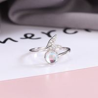 Elegant Simple Style Fish Tail Sterling Silver Plating Inlay Artificial Gemstones Open Ring main image 5
