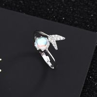 Elegant Simple Style Fish Tail Sterling Silver Plating Inlay Artificial Gemstones Open Ring main image 3