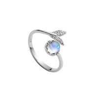 Elegant Simple Style Fish Tail Sterling Silver Plating Inlay Artificial Gemstones Open Ring main image 4