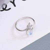 Elegant Simple Style Fish Tail Sterling Silver Plating Inlay Artificial Gemstones Open Ring main image 2