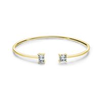 Ins Style Square Sterling Silver Plating Inlay Zircon 14k Gold Plated Rhodium Plated Cuff Bracelets sku image 2