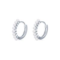 1 Paar Ins-stil Runden Sterling Silber Überzug Inlay Künstliche Perlen 14 Karat Vergoldet Überzogen Mit Rhodium Reif Ohrringe sku image 1