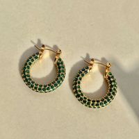 1 Paire Nouveauté Rond Placage Incruster Acier Au Titane Zircon Plaqué Or 18k Des Boucles D'oreilles sku image 5