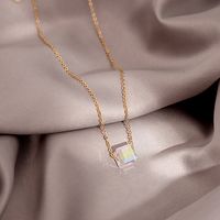 Basic Solid Color Alloy Titanium Steel Inlay Rhinestones Women's Pendant Necklace sku image 2