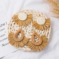 Wholesale Jewelry 1 Pair Ethnic Style Solid Color Raffia Drop Earrings main image 5