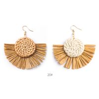 Wholesale Jewelry 1 Pair Ethnic Style Solid Color Raffia Drop Earrings main image 4