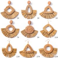 Wholesale Jewelry 1 Pair Ethnic Style Solid Color Raffia Drop Earrings main image 3