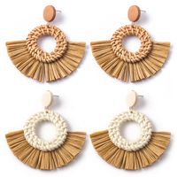 Wholesale Jewelry 1 Pair Ethnic Style Solid Color Raffia Drop Earrings main image 2