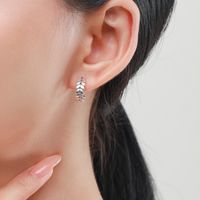 1 Pair Vintage Style Leaves Plating Inlay Sterling Silver Zircon Thai Silver Ear Studs main image 5
