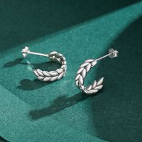 1 Pair Vintage Style Leaves Plating Inlay Sterling Silver Zircon Thai Silver Ear Studs main image 2