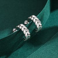 1 Pair Vintage Style Leaves Plating Inlay Sterling Silver Zircon Thai Silver Ear Studs main image 3