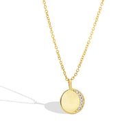 Simple Style Round Copper Plating Inlay Zircon 18k Gold Plated Pendant Necklace sku image 1
