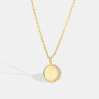 Simple Style Round Copper Plating Inlay Zircon 18k Gold Plated Pendant Necklace main image 1