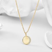 Simple Style Round Copper Plating Inlay Zircon 18k Gold Plated Pendant Necklace main image 5