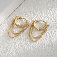 1 Pair Simple Style Geometric Copper Plating Inlay Zircon 18k Gold Plated Earrings main image 4