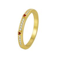 Sweet Heart Shape Copper Plating Inlay Zircon Gold Plated Rings sku image 1