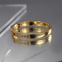Sweet Heart Shape Copper Plating Inlay Zircon Gold Plated Rings main image 5