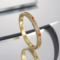 Sweet Heart Shape Copper Plating Inlay Zircon Gold Plated Rings main image 4